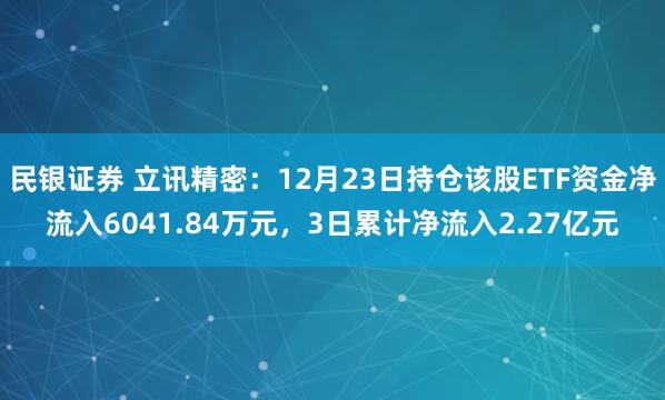 民银证券 立讯精密：12月23日持仓该股ETF资金净流入6041.84万元，3日累计净流入2.27亿元